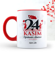 BK Gift Kişiye Özel Öğretmenler Gününüz Kutlu Olsun Kırmızı Kupa Bardak  2