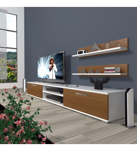 Decoraktiv Eko 4 Slm Dvd Tv Ünitesi Tv Sehpası (Beyaz - Ceviz)