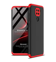 Microsonic Xiaomi Redmi Note 9 Kılıf Double Dip 360 Protective Siyah Kırmızı