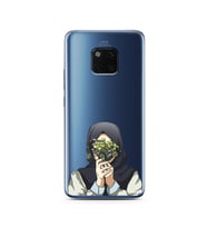 Kapalı Çiçekli Kız Tasarımlı Süper Şeffaf Silikon Telefon Kılıfı Huawei Mate 20 