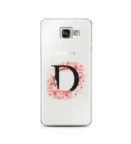 Pembe Çiçekli Harf Tasarım Süper Şeffaf Silikon Telefon Kılıfı Samsung A3 (2016)