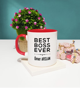 Patrona Best Boss Ever Tasarımlı Patron Kupa Bardak Kırmızı