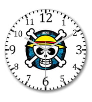 One Piece Jolly Roger1 Duvar Saati Bombeli Gercek Cam