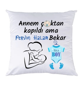 Biresimden Yenidoğan Hediyesi Halam Bekar Erkek Bebek İsimli Yastık