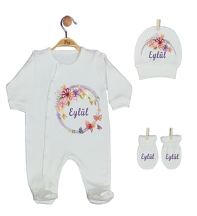 Pia Baby Gl 1923-01 İsme Özel Üçlü Tulum Set