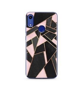 Pembe Geometri Tasarımlı Süper Şeffaf Silikon Telefon Kılıfı Huawei Honor 8A