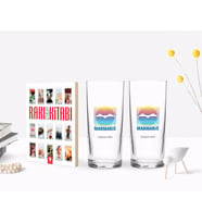 BK Gift Kişiye Özel Renkli Baskılı Marmaris Tasarımlı Turistik İkili Rakı Bardağı ve Rakı Cep Kitabı Hediye Seti-1 (Model 1)
