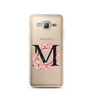 Pembe Çiçekli Harf Tasarım Süper Şeffaf Silikon Telefon Kılıfı Samsung J3 (2016)
