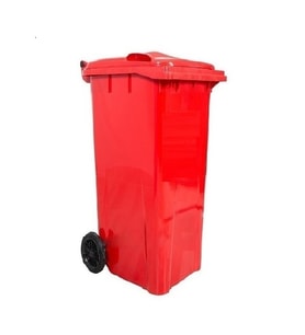 Safell Plastik Çöp Konteyneri 120 Litre Konteyner - A+ Isıya Karşı Dayanıklı Malzeme - Kırmızı