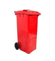 Safell Plastik Çöp Konteyneri 120 Litre Konteyner - A+ Isıya Karşı Dayanıklı Malzeme - Kırmızı