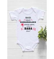Süper Baba Baskılı Yarım Kollu Bebek Body Zıbın