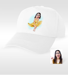 BK Gift Kişiye Özel Mona Lisa Karikatür Beyaz Şapka  1