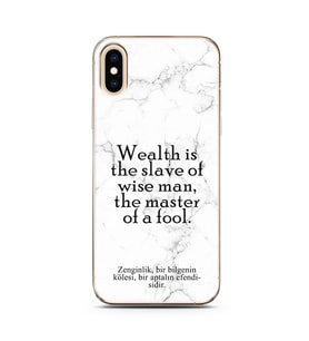 Iphone Xs Max Beyaz Mermer Söz Tasarımlı Telefon Kılıfı