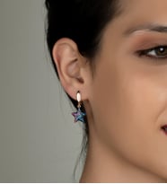 Gümüş Zirkon Taşlı Yıldız Tasarım Küpe (Rose)