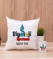 Biyoloji Öğretmeni Kare Yastık ve Beyaz Kupa Bardak