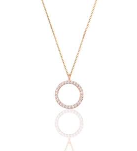 Gümüş beyaz taşlı halka modeli kolye SGTL9865ROSE