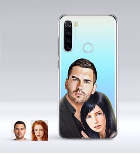BK Gift Kişiye Özel Sevgililer Karikatürlü Xiaomi Redmi Note 8 İnce Şeffaf Silikon Telefon Kapağı-36 (Beyaz)