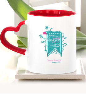 BK Gift Kişiye Özel Anneler Gününüz Kutlu Olsun Kırmızı Kalpli Kupa Bardak  11