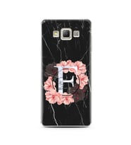 Mermer Çiçekli Harf Tasarım Süper Şeffaf Silikon Telefon Kılıfı Samsung A7 (2015