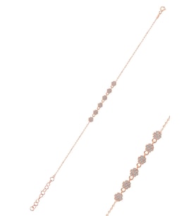 Söğütlü Silver Gümüş rose zirkon taşlı çiçek bileklik