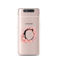 Pembe Çiçekli Harf Tasarım Süper Şeffaf Silikon Telefon Kılıfı Samsung A80 C-Har