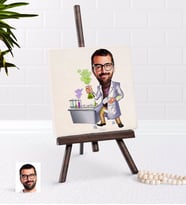BK Gift Kişiye Özel Erkek Kimya Öğretmeni Karikatürlü Şovaleli Doğal Taş-2 (Beyaz)