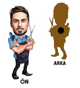 Kişiye Özel Berber Karikatürlü Ahşap Magnet Bay-3