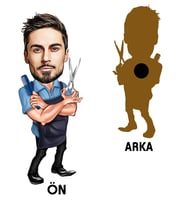 Kişiye Özel Berber Karikatürlü Ahşap Magnet Bay-3