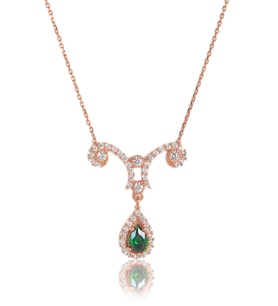 Zümrüt Damla Kolye - Rose KL-0198