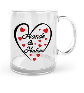 BK Gift Kişiye Özel Sevgililer Günü Temalı Cam Kupa Bardak  16