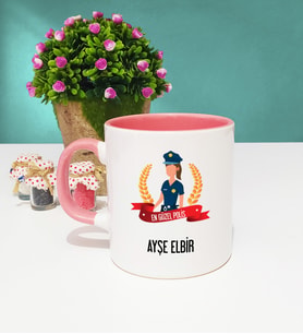 Kadın Polise En Güzel Polis Kupa Bardak Pembe