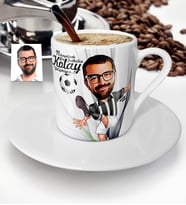 BK Gift Kişiye Özel Bay Futbolcu Siyah Beyaz Karikatür Türk Kahvesi Fincanı  1