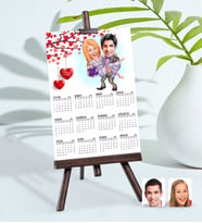 BK Gift Kişiye Özel 15x21 cm Fotoğraf Kartlı Sevgililer Karikatürlü Şövaleli 2024 Takvim -56 (Beyaz)