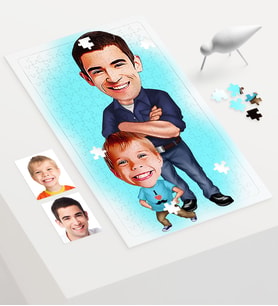 BK Gift Kişiye Özel Baba Oğul Karikatür 240 Parça A3 Puzzle  2