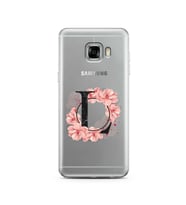 Pembe Çiçekli Harf Tasarım Süper Şeffaf Silikon Telefon Kılıfı Samsung C5   L-Ha