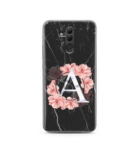 Mermer Çiçekli Harf Tasarım Süper Şeffaf Silikon Telefon Kılıfı Huawei Mate 20 L