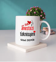 En Tatlı Anestezi Teknisyeni Hediye Kupa Bardak ve Taş Bardak Altlığı Hediye Seti