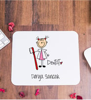 Bayan Diş Hekimi Karikatürü Mouse Pad