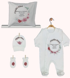 Pia Baby Gl 1912-04 İsme Özel Yastık Tulum Set