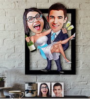 BK Gift Kişiye Özel Evleniyoruz Karikatürlü 3D Ahşap Tablo-4