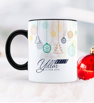 BK Gift Kişiye Özel Yılbaşı Mutlu Yıllar Temalı Siyah Kupa Bardak - 15