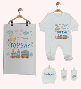 Pia Baby Gl 1944-03 İsme Özel Battaniyeli Tulum Set