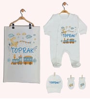 Pia Baby Gl 1944-03 İsme Özel Battaniyeli Tulum Set
