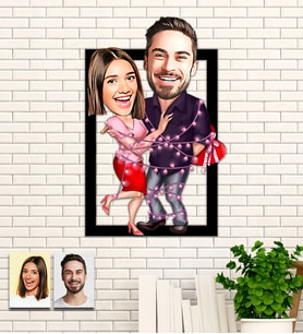 Kişiye Özel Sevgililer Karikatür Ahşap Tablo