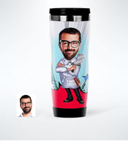 BK Gift Kişiye Özel Bay Kasap Karikatürlü Çelik Termos Bardak  1
