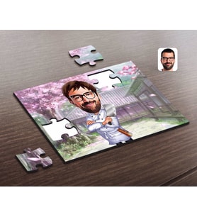 BK Gift Kişiye Özel Erkek Kasap Karikatürlü Ahşap Puzzle-1