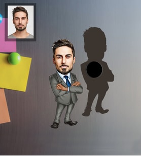 Kişiye Özel Öğretmen Karikatürlü Ahşap Magnet Bay-6