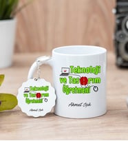 Bilişim Teknolojileri Öğretmeni Beyaz Kupa Bardak Ve Anahtarlık Set