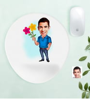 BK Gift Kişiye Özel Bay Karikatürlü Bilek Destekli Mouse Pad-1 (Beyaz)
