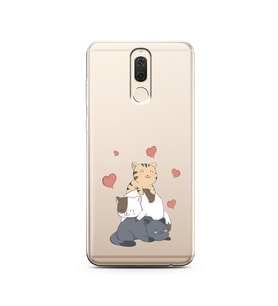 Kedi Kardeşler Tasarımlı Süper Şeffaf Silikon Telefon Kılıfı Huawei Mate 10 Lite